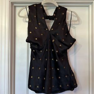 NWT Ralph Lauren halter. Black w/ gold polka dots. Size 12. Retailed for $798.